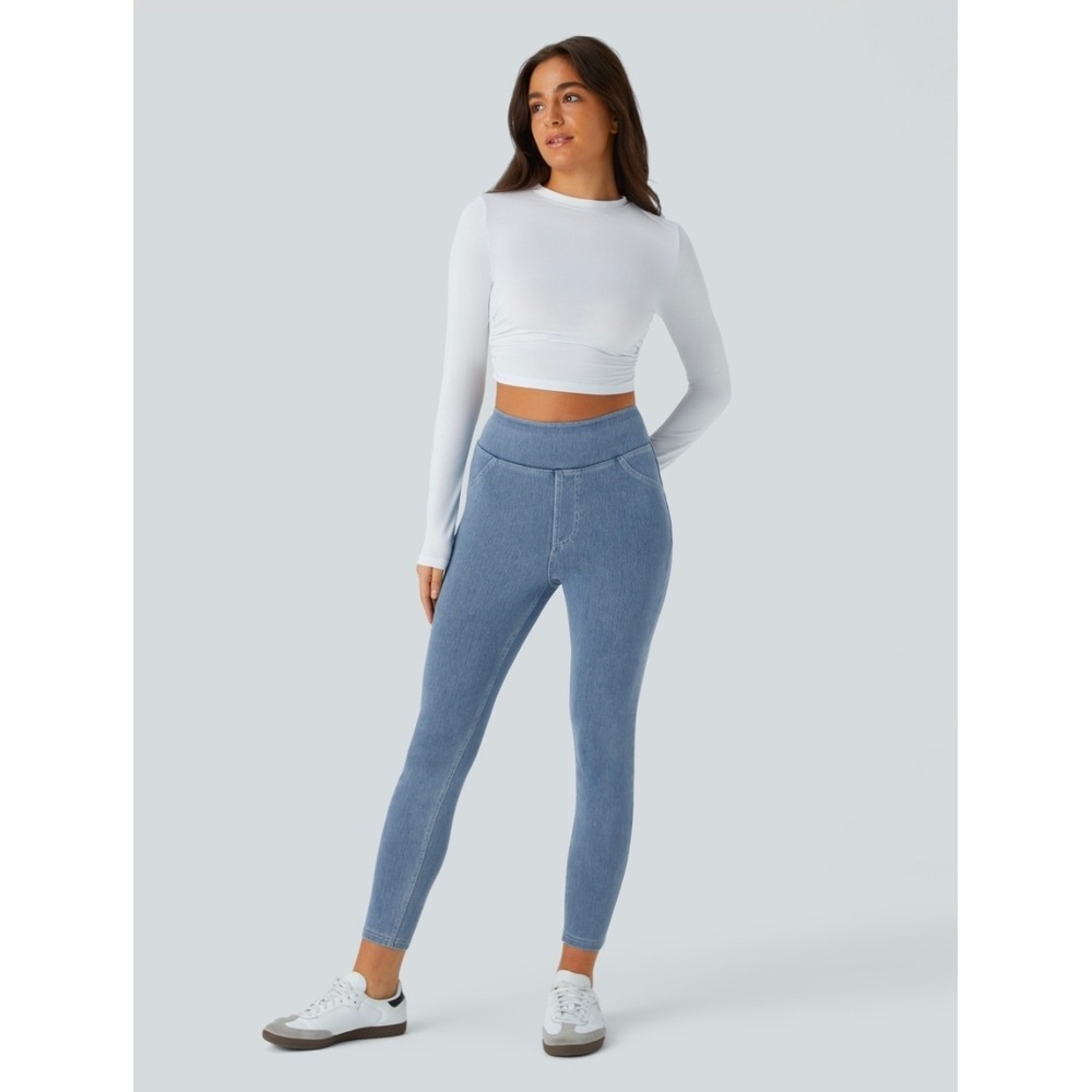 Halara Flex High Waisted Pocket Denim Casual Leggings Xlarge Full Length NWT